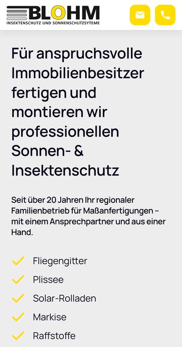 Anfrageseite von Blohm auf dem Handy